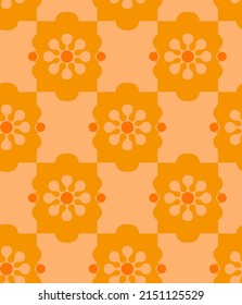 Abstract Hand Drawing Geometric Tile Ethnic Flower Shapes Seamless Fabric Design Vector Pattern Isolated Background