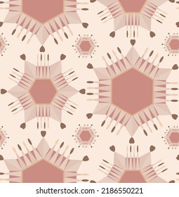 Abstract Hand Drawing Geometric Tile Ethnic Snow Flakes Stars Seamless Vector Pattern Isolated Background
