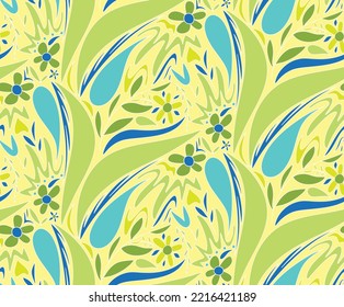 Abstract Hand Drawing Geometric Tile Leaves Paisleys Flowers and Swirls Seamless Vector Pattern Isolated Background 
