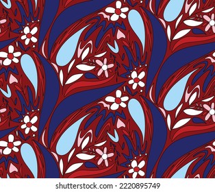 Resumen Dibujo manual de mosaico geométrico deja flores paisleys y desliza patrón vectorial sin soldadura fondo aislado 