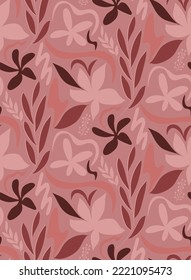Abstract Hand Drawing Geometric Tile Leaves Flowers and Swirls Seamless Vector Pattern Isolated Background 
