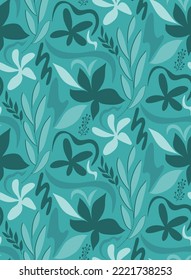 Resumen Dibujo a mano Dibujo Geométrico Sale Flores y Swirls Patrón Vector sin Marea Fondo Aislado 
