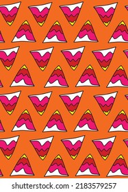 Abstract Hand Drawing Geometric Triangles Mountains Doodle Seamless Vector Pattern Isolated Background