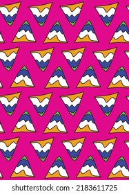 Abstract Hand Drawing Geometric Triangles Mountains Doodle Seamless Vector Pattern Isolated Background