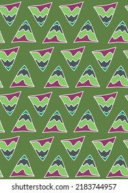Abstract Hand Drawing Geometric Triangles Mountains Doodle Seamless Vector Pattern Isolated Background