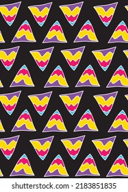 Abstract Hand Drawing Geometric Triangles Mountains Doodle Seamless Vector Pattern Isolated Background