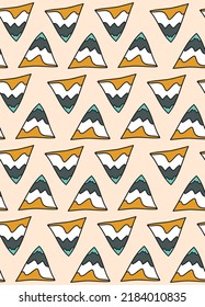 Resumen Plano De Mano Dibujo Montañas Triángulos Geométricos Doodle Patrón Vector sin Marea Fondo Aislado