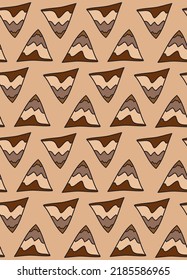 Abstract Hand Drawing Geometric Triangles Mountains Doodle Seamless Vector Pattern Isolated Background