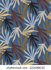 Abstract Hand Drawing Geometric Tropical Leaves Seamless Vector Pattern Isolated Background