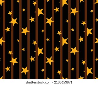 Abstract Hand Drawing Geometric Vertical Stripes and Stars Seamless Vector Pattern Isolated Background