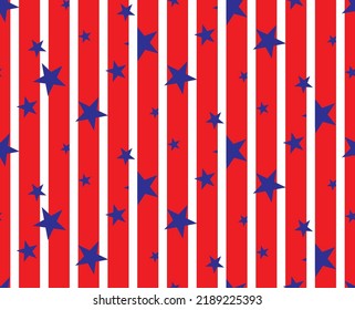 Abstrakte handgezeichnete, geometrische vertikale Streifen und Sterne Nahtlose Vektormuster einzeln auf Hintergrund