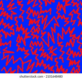 Abstract Hand Drawing Geometric Wavy Zig Zag Seamless Vector Pattern Isolated Background  