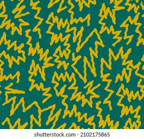 Abstract Hand Drawing Geometric Wavy Zig Zag Seamless Vector Pattern Isolated Background  