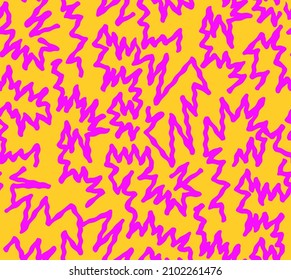 Abstract Hand Drawing Geometric Wavy Zig Zag Seamless Vector Pattern Isolated Background  