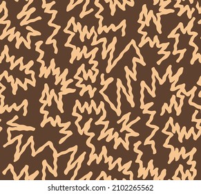 Abstract Hand Drawing Geometric Wavy Zig Zag Seamless Vector Pattern Isolated Background  