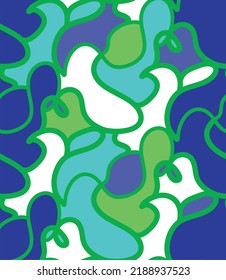 Abstract Hand Drawing Geometric Wavy Curved Camouflage Liquid Swirls Stripes Lines Seamless Vector Pattern Colorful Background