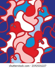 Abstract Hand Drawing Geometric Wavy Curved Camouflage Liquid Swirls Stripes Lines Seamless Vector Pattern Colorful Background