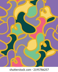 Resumen Dibujo A Mano Dibujo Geométrico Camuflaje Curvado De Onda Curvo Líquido Tiras Líneas Tiras Vectoras Sin Marea Patrón De Vector Colorido Fondo