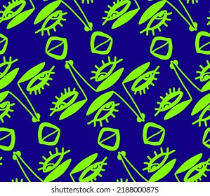 Abstract Hand Drawing Geometric Woman Faces Lips Eyes Seamless Pop Art Vector Pattern Isolated Background 