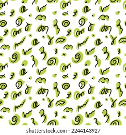 Abstract Hand Drawing Green Pattern Isolated on white Background. Vector EPS10
