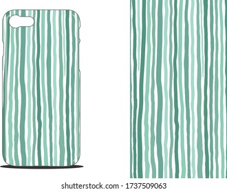 Abstract Hand Drawing Green Vertical Lines Phone Case Vector Design Template EPS 10