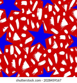 Resumen de los trazos del cepillo de dibujo de mano con las estrellas Patrón vectorial sin soldadura Fondo aislado