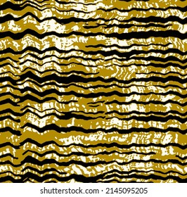 Abstract Hand Drawing Horizontal Wavy Stripes Seamless Vector Pattern with Textured Isolated Geometric Animal Skin Background