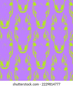 Abstract Hand Drawing Horse Head Sketch Seamless Vector Pattern Isolated Background