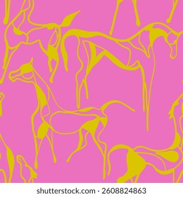 Abstract Hand Drawing Horse Silhouettes Seamless Vector Pattern Isolated Background