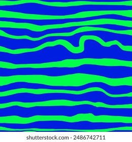 Abstract Hand Drawing Irregular Wavy Liquid Horizontal Lines Zebra Tiger Animal Skin Stripes Seamless Vector Pattern Isolated Background
