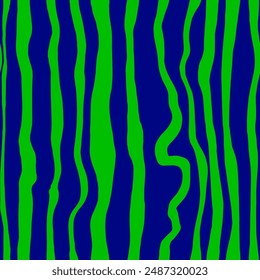 Abstract Hand Drawing Irregular Wavy Liquid Vertical Lines Zebra Tiger Animal Skin Stripes Seamless Vector Pattern Isolated Background