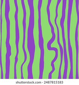 Abstract Hand Drawing Irregular Wavy Liquid Vertical Lines Zebra Tiger Animal Skin Stripes Seamless Vector Pattern Isolated Background