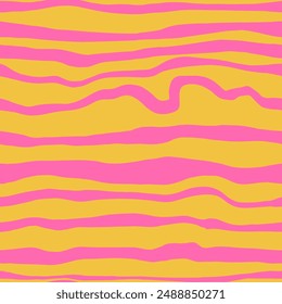 Mano Abstractas Dibujo Irregular Ondulado Líquido Líneas Horizontales Cebra Tigre Animal Piel Rayas Sin Costura Patrón De Vector Fondo Aislado