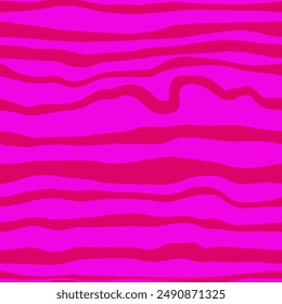 Abstract Hand Drawing Irregular Wavy Liquid Horizontal Lines Zebra Tiger Animal Skin Stripes Seamless Vector Pattern Isolated Background