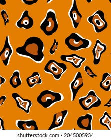 Abstracto Dibujo Mano Grande Geométrico Mal De Ojo Forma De Leopardo Piel De Vector Sin Marea Patrón Anaranjado Aislado Fondo Naranja