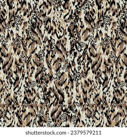 Abstract Hand Drawing Large Leopard Cheetah Panther Animal Skin, Seamless Pattern Batik Background