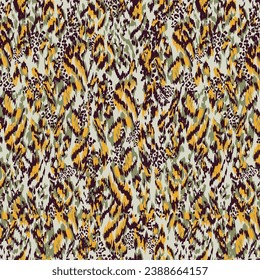 Abstract Hand Drawing Large Leopard Cheetah Panther Animal Skin, Seamless Pattern Batik Background