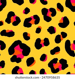 Abstract Hand Drawing Large Leopard Cheetah Jaguar Panther Animal Skin Fur Leather Shapes Seamless Vector Pattern Isolated Background