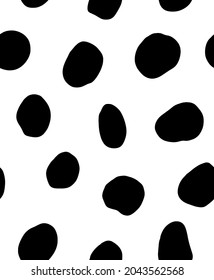 Abstract Hand Drawing Large Retro Geometric Dalmatian Animal Skin Shapes Seamless Vector Pattern Isolated White Background