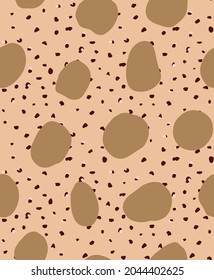 Abstract Hand Drawing Large Retro Geometric Shapes Seamless Vector Pattern with Isolated Random Small Dots Cream Background