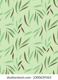 Abstract Hand Drawing Leaf Branches Sketch Seamless Vector Pattern Isolated Background