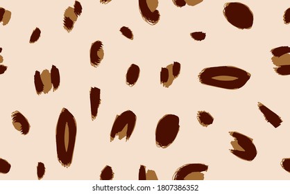 Abstract Hand Drawing Leopard Cheetah Animal Skin Seamless Vector Pattern Isolated Background