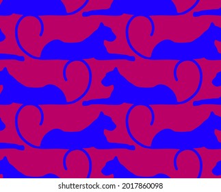 Resumen Mano Dibujo Leopardo Cheetah Panther Gato Silhouette Patrón Vector sin soldadura Fondo aislado