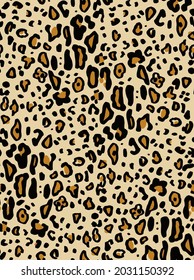 Abstract Hand Drawing Leopard Cheetah Jaguar Animal Skin Seamless Vector Pattern Isolated Background