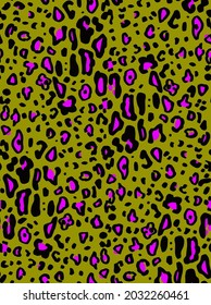 Abstract Hand Drawing Leopard Cheetah Jaguar Animal Skin Seamless Vector Pattern Isolated Background