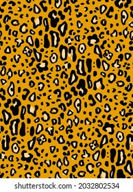 Abstract Hand Drawing Leopard Cheetah Jaguar Animal Skin Seamless Vector Pattern Isolated Background