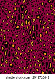 Abstract Hand Drawing Leopard Cheetah Jaguar Animal Skin Seamless Vector Pattern Isolated Background