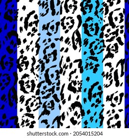 Abstract Hand Drawing Leopard Cheetah Animal Skin Seamless Vector Pattern Isolated Striped Background