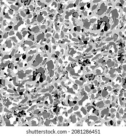 Abstract Hand Drawing Leopard Cheetah Jaguar Animal Skin with Stains Splatters Pebbles Seamless Vector Pattern Isolated Background 