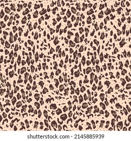 Abstract Hand Drawing Leopard Cheetah Seamless Endless Animal Skin Vector Pattern Isolated Background
